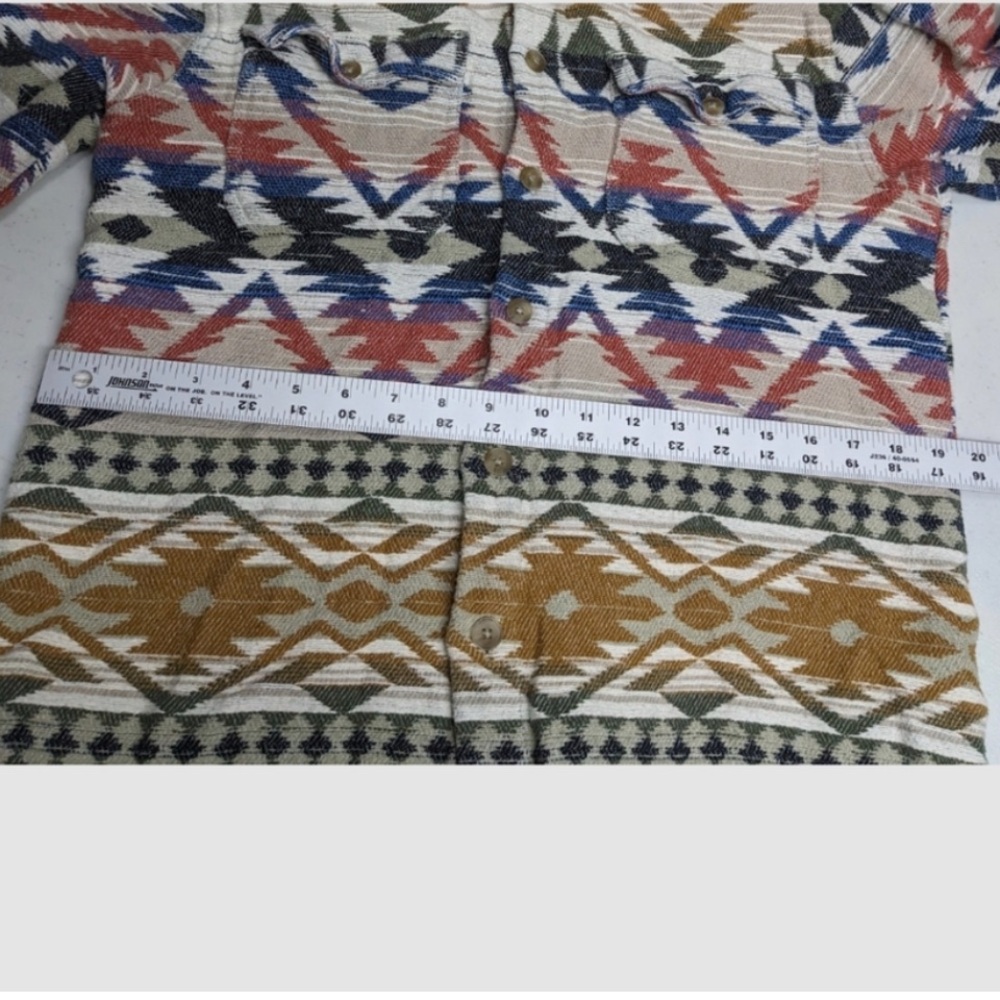 Urban Outfitters Mens Jacquard Flannel Woven Shirt M Aztec Shacket - Picture 7 of 9